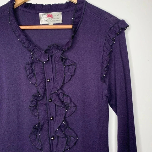 Yoana Baraschi Anthropologie Stretch Knit Long Sleeve Beaded Ruffle Dread Small
